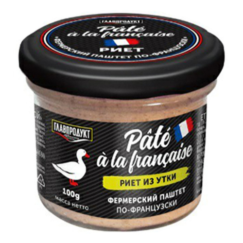 фото Риет из утки главпродукт pate a la francaise по-французски 100 г