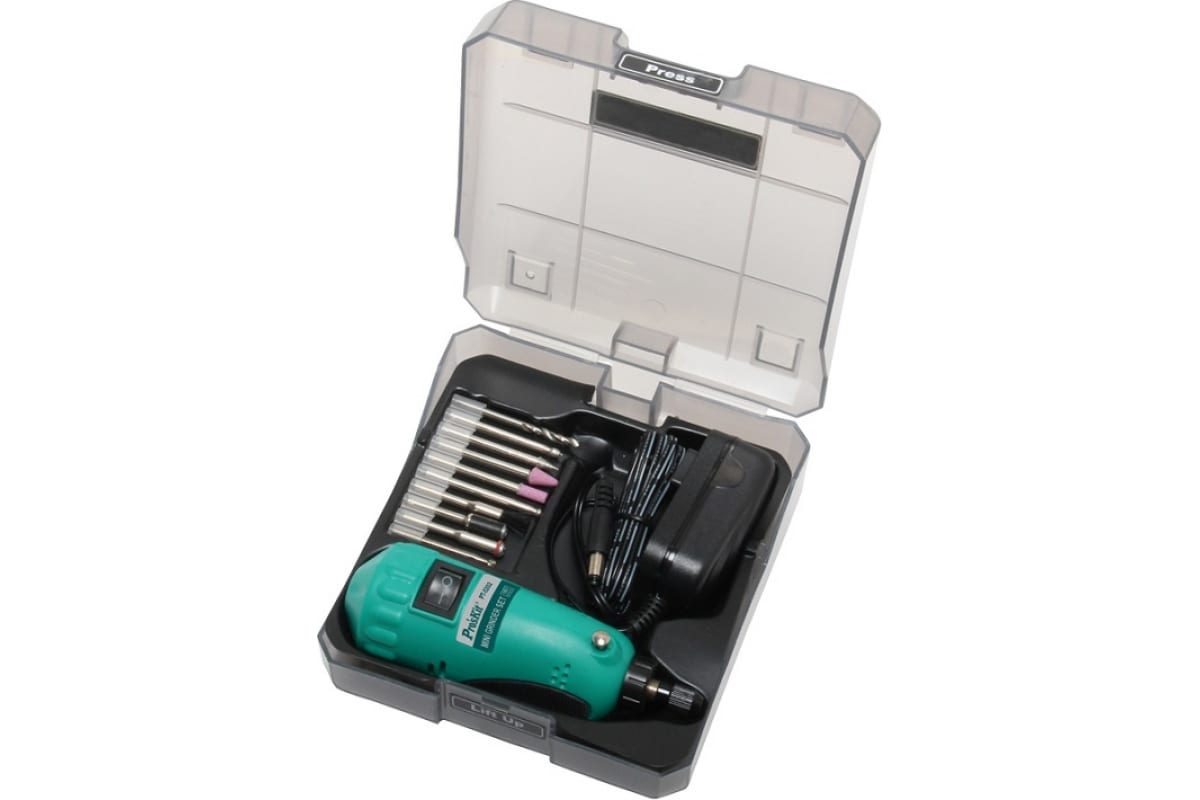 

мини дрель Pro'sKit PT-5202F (с набором насадок)