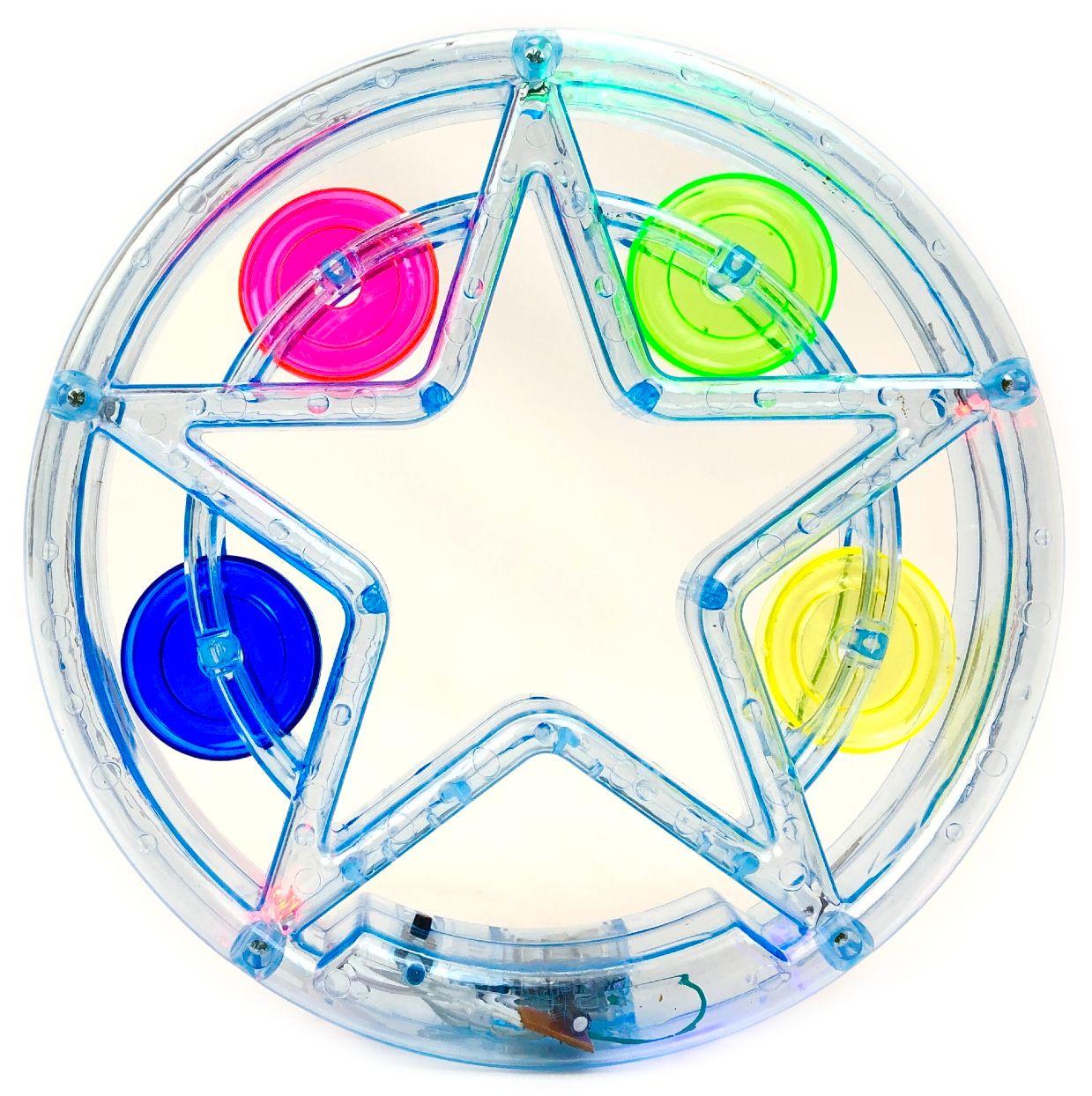 фото Детский музыкальный инструмент baby toys бубен звезда, с подсветкой, 17х17х3 см