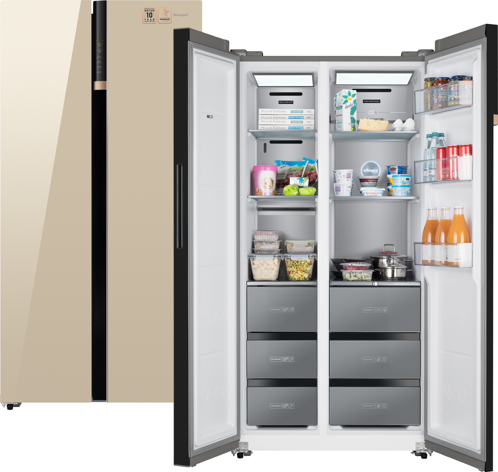 Холодильник Weissgauff Wsbs 590 BeG бежевый встраиваемая варочная панель индукционная weissgauff hi 640 gsc бежевый