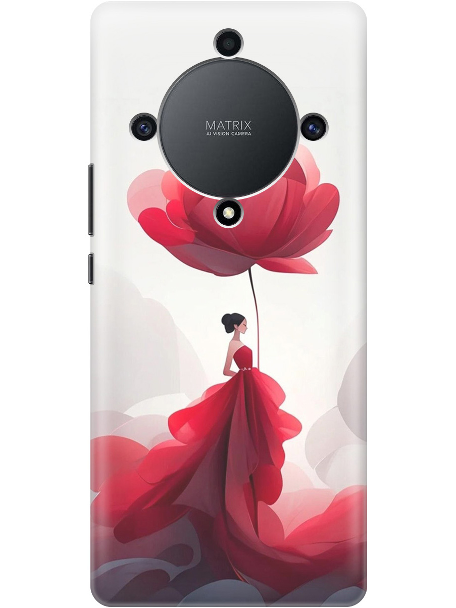 

Силиконовый чехол на Honor X9a / Magic5 Lite с рисунком "Цветочная девушка в красном", Белый;красный, 20000555
