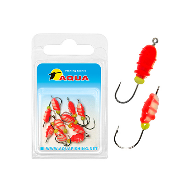 

Мормышка фосфорная AQUA №07 Red, крючок №12, вес - 0,08g, (10штук в блистере), Красный;белый, 128451
