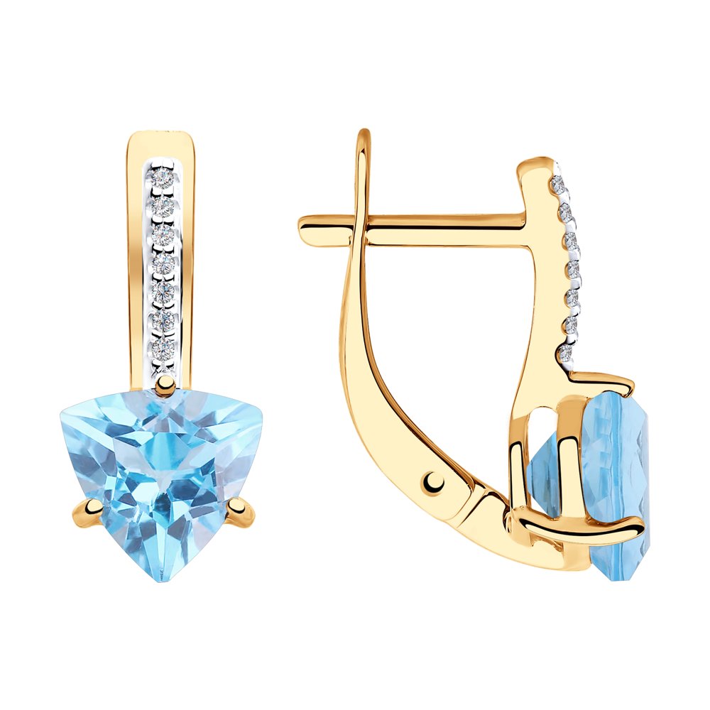 

Серьги из красного золота с топазом/фианитом Diamant 51-320-00291-1, 51-320-00291-1