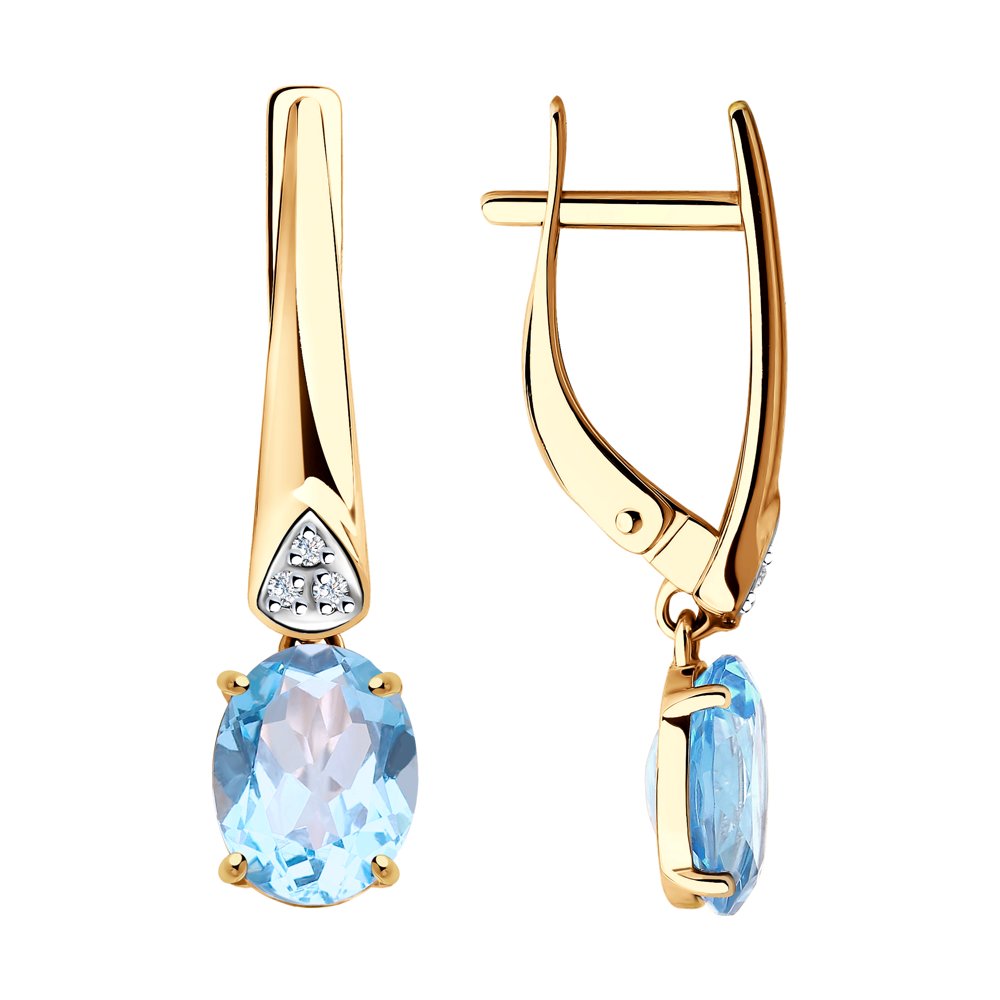 

Серьги из красного золота с топазом/фианитом Diamant 51-321-00216-1, 51-321-00216-1
