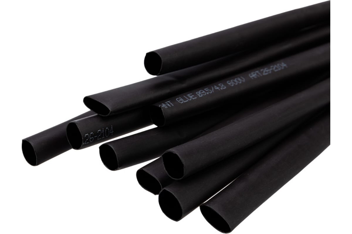 Термоусаживаемая двустенная клеевая трубка REXANT 9,5/4,75 мм черная 10 шт по 1 м 26-2104 двустенная клеевая термоусаживаемая трубка rexant