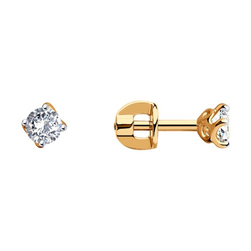 

Серьги-пусеты из красного золота с фианитом Diamant 51-122-00673-1, 51-122-00673-1