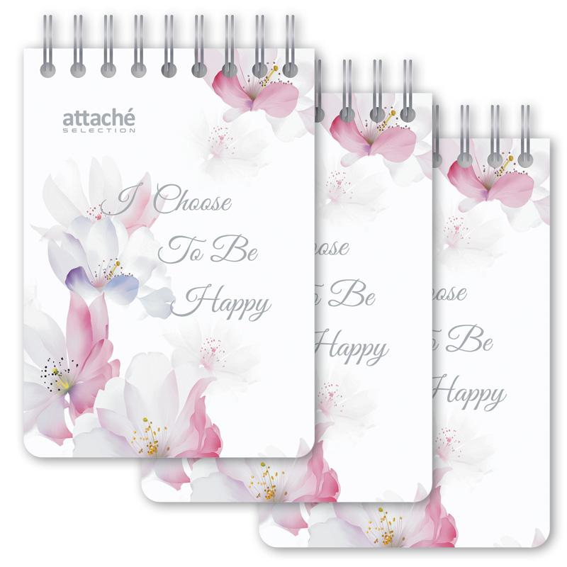 

Блокнот А7,80л,кл,сп,пл.обл.Attache Selection Flower Dreams I Choose 3шт/уп