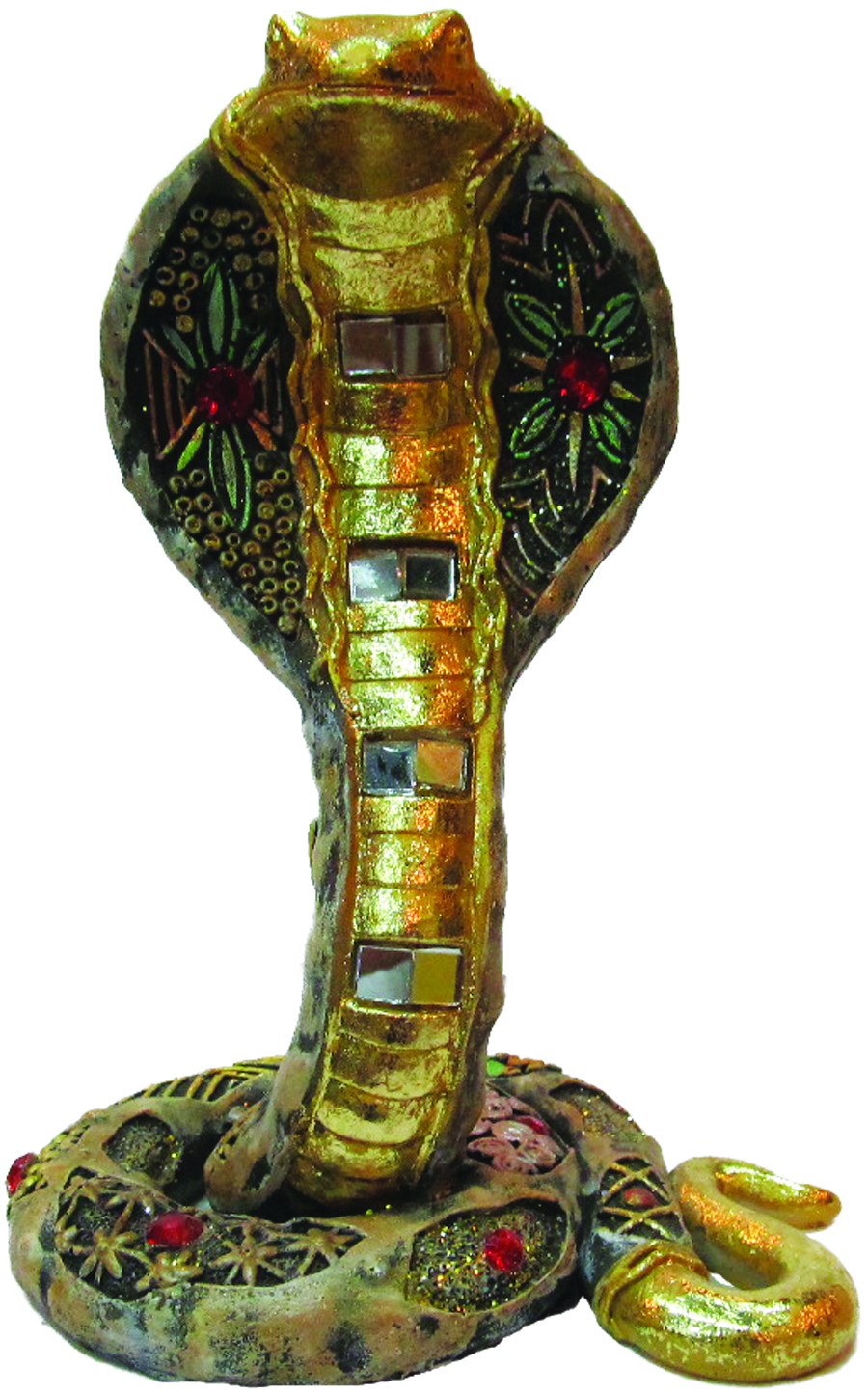 фото Интерьерная сувенирная фигурка "золотистая кобра "полистирол 15,5 см пуффи