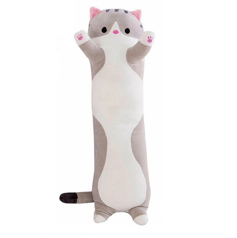 Мягкая игрушка TOY and JOY Подушка Кот-батон 50см B-15004-50 серая