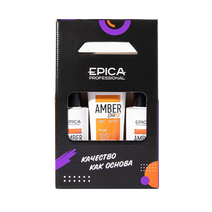 Купить Набор для волос Epica Amber Shine Organic, 250+250+250 мл, Набор для волос Amber Shine Organic