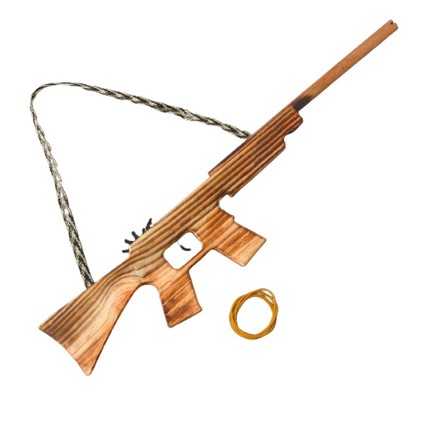 Игрушка деревянная стреляет резинками Автомат 2х27х12 см Sima-Land