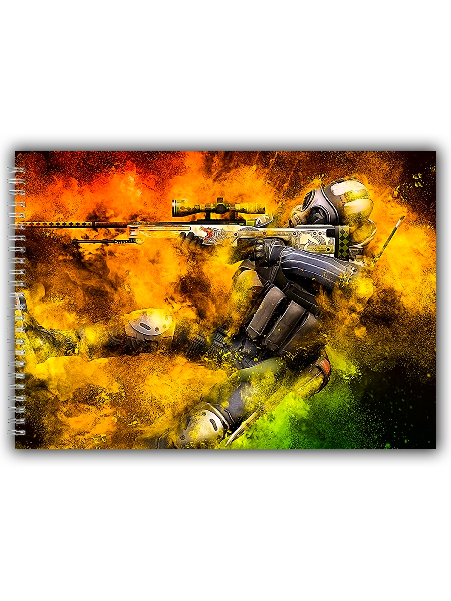 

Альбом для рисования DRABS counter strike, CS GO, парень с винтовкой в клубах дыма