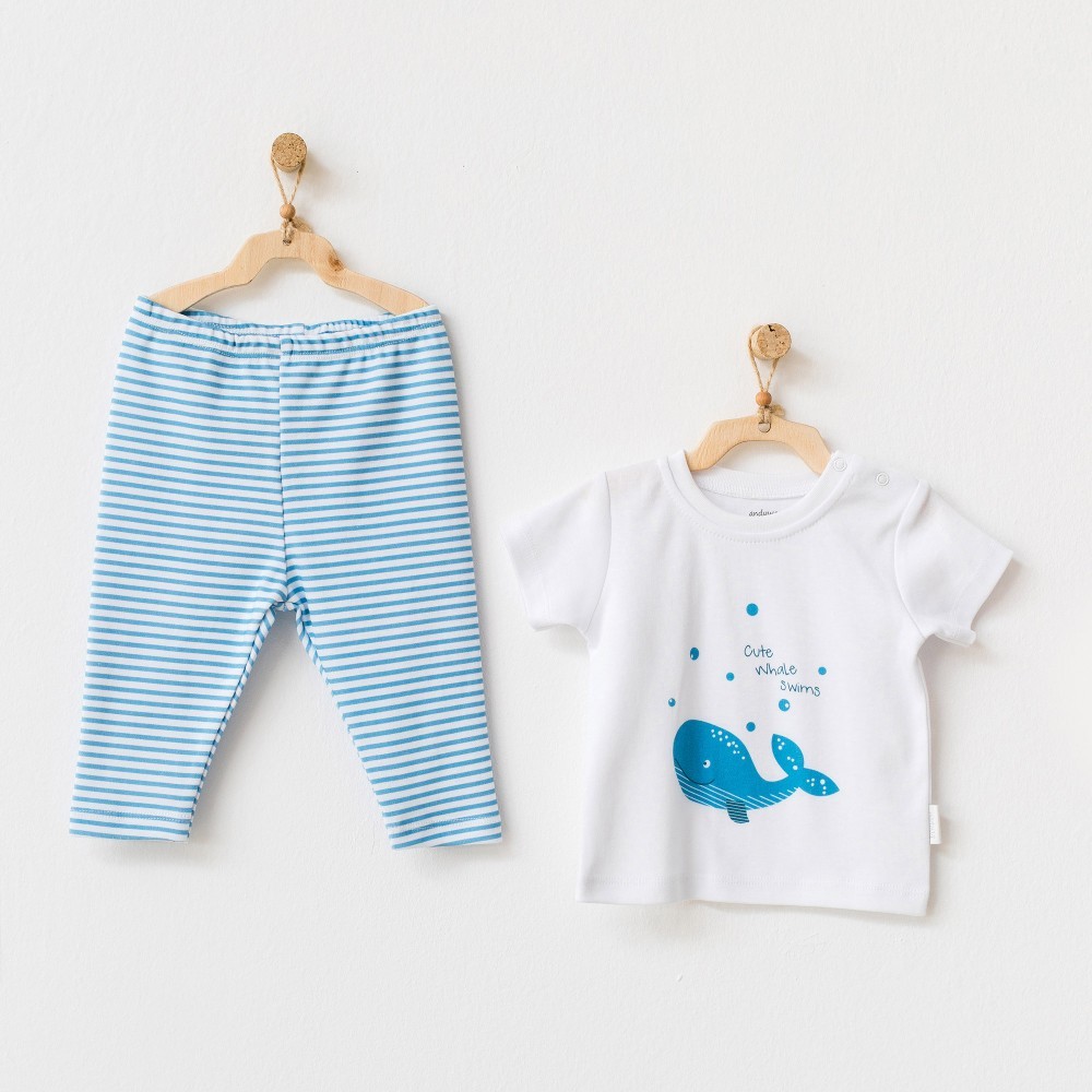 

Комплект для мальчика AndyWawa серия Cute whale футболка и штаны размер 74-80 AC21543_74, AC21543