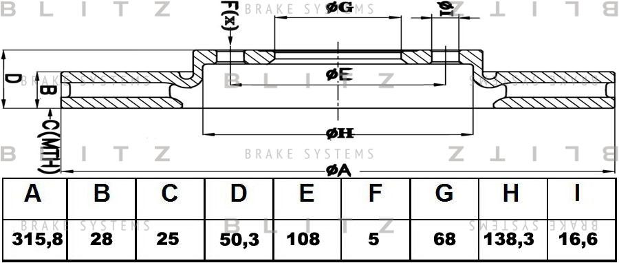

Диск тормозной BLITZ bs0442, Ок