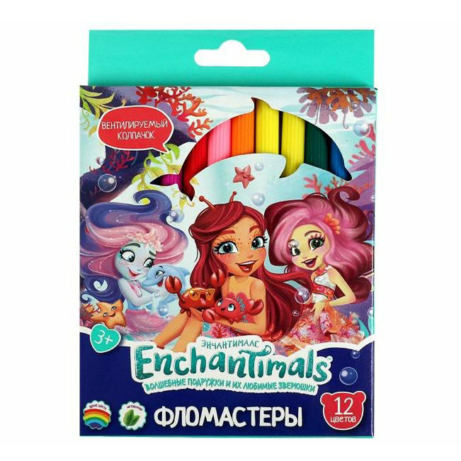 

Фломастеры УМка Энчантималс 12 цветов, Разноцветный