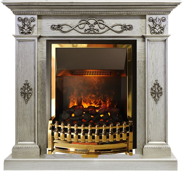 фото Каминокомплект derby - old silver с очагом atherton dimplex