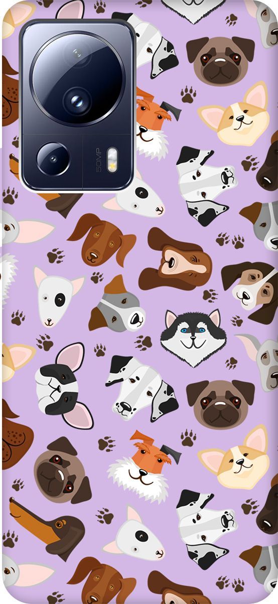 

Чехол на Xiaomi 13 Lite Лайт с принтом "Dogs Pattern" сиреневый, Фиолетовый;коричневый, 158536