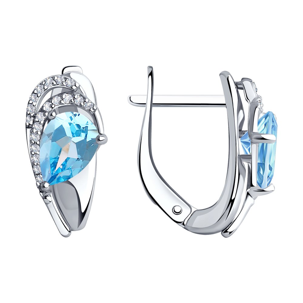 

Серьги из серебра Diamant 94-320-00548-1, топаз/фианит, 94-320-00548-1