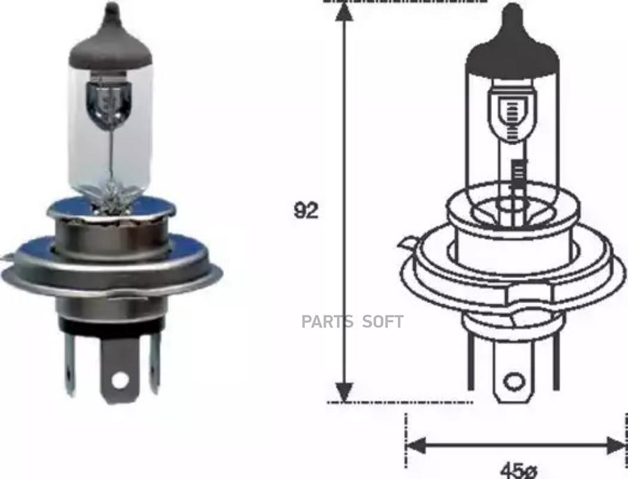 Лампа H4 12V [standart]  1шт