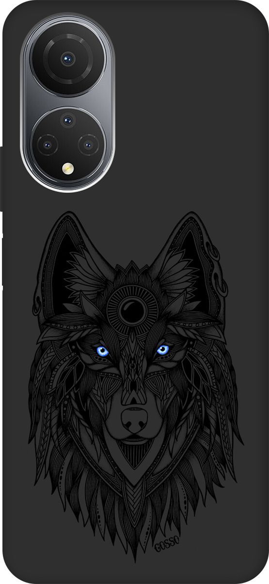 

Матовый Soft Touch Чехол на Honor X7 "Grand Wolf" черный, Черный;голубой, 158558