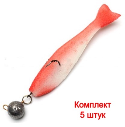 фото Рыбка поролоновая bor plus 8,0 см оснащенная двойником и грузом №4 (5шт)