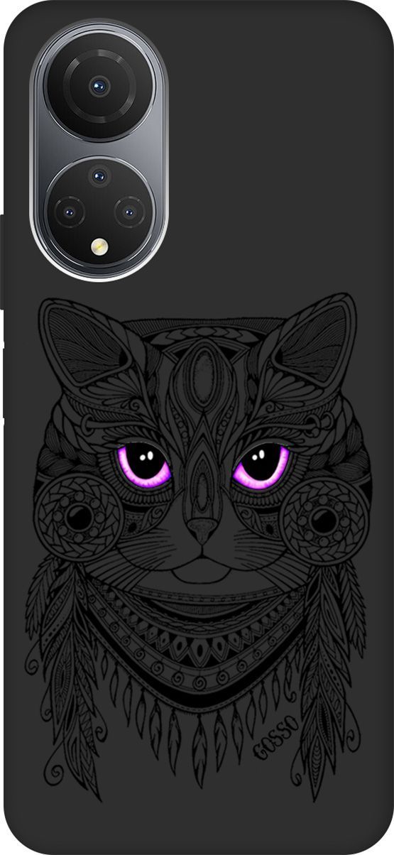 

Матовый Soft Touch Чехол на Honor X7 "Grand Cat" черный, Черный;розовый, 158558