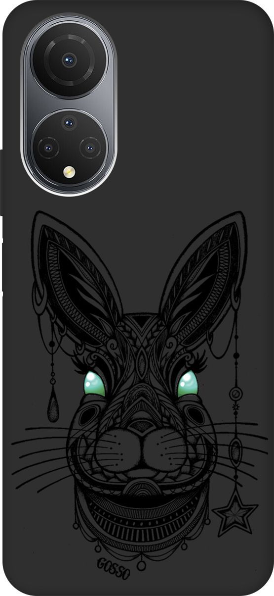 

Матовый Soft Touch Чехол на Honor X7 "Grand Rabbit" черный, Черный;голубой, 158558