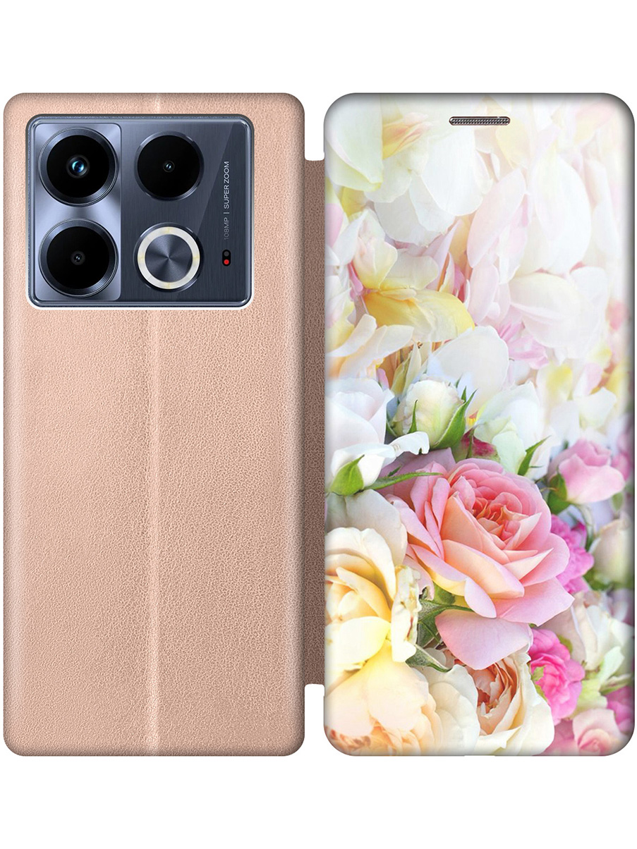 

Чехол-книжка на Infinix Note 40 с принтом "Нежные розы" золотой, Золотистый;белый;желтый;розовый, 782626421
