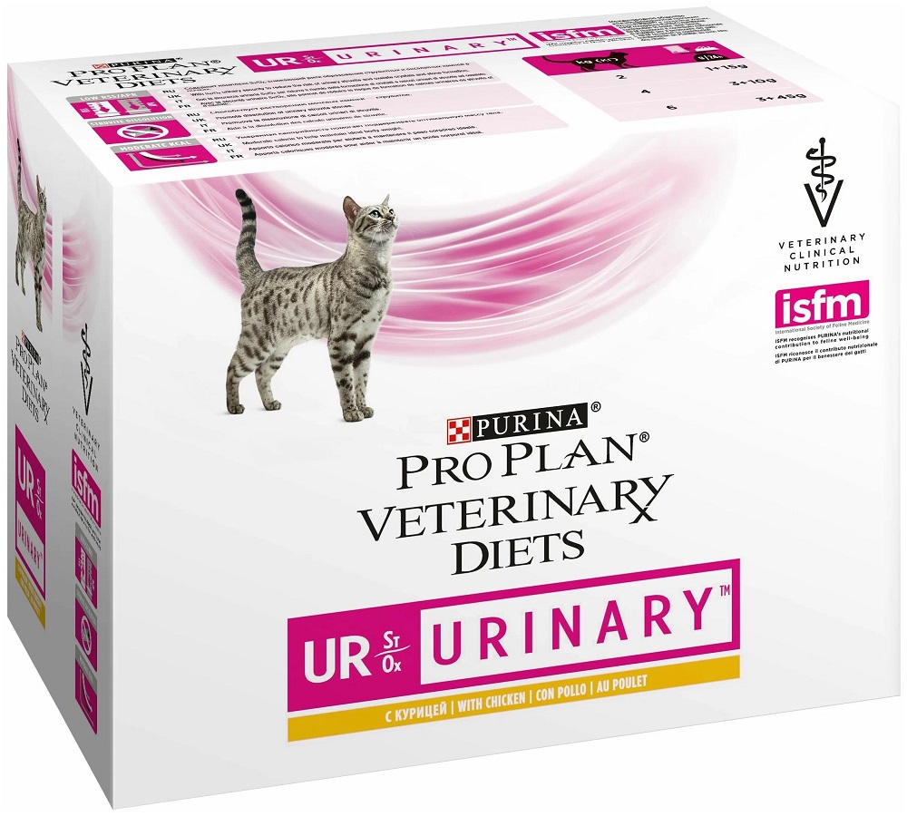 

Влажный корм для кошек Pro Plan Veterinary Diets UR, с курицей, 10шт по 85г