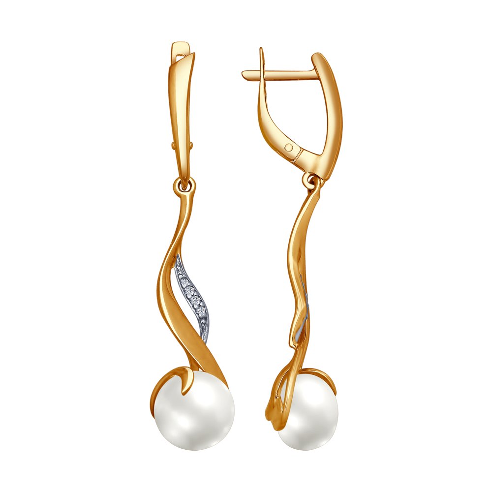 

Серьги подвески из серебра SOKOLOV 93020788, фианит/жемчуг культивированный, 93020788