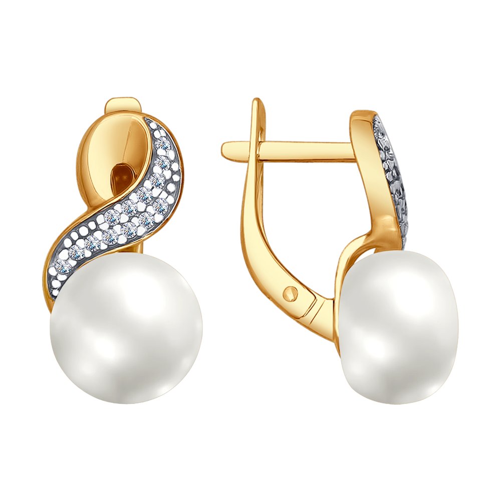 

Серьги из серебра SOKOLOV 93020789, фианит/жемчуг культивированный, 93020789
