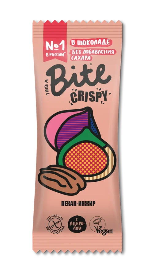 Шоколадный батончик Bite Crispy пекан-инжир 45 г