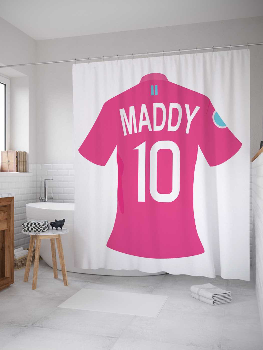 фото Штора для ванной joyarty "футболка мадди 10" из сатена, 180х200 см с крючками