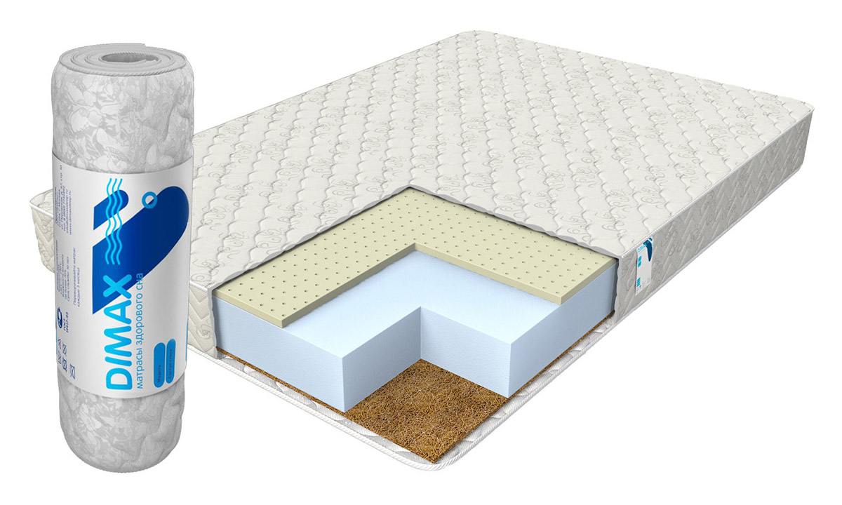 

Матрас ортопедический беспружинный DIMAX Практик Чип Ролл 14 латекс кокос 85х185, Практик Чип Ролл 14 латекс кокос