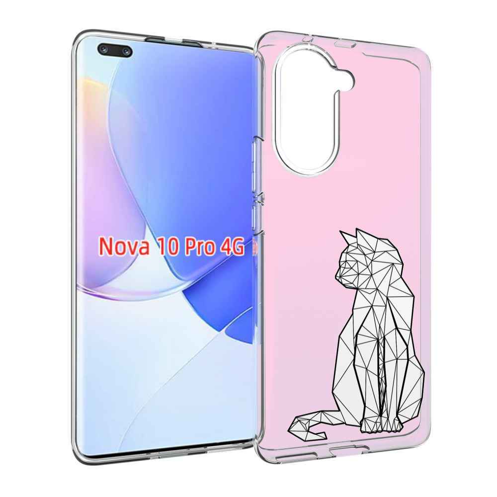Чехол MyPads белый котик с гранями для Huawei Nova 10 Pro противоударный
