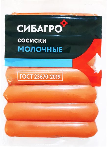 

Сосиски Сибагро Молочные вареные 900 г