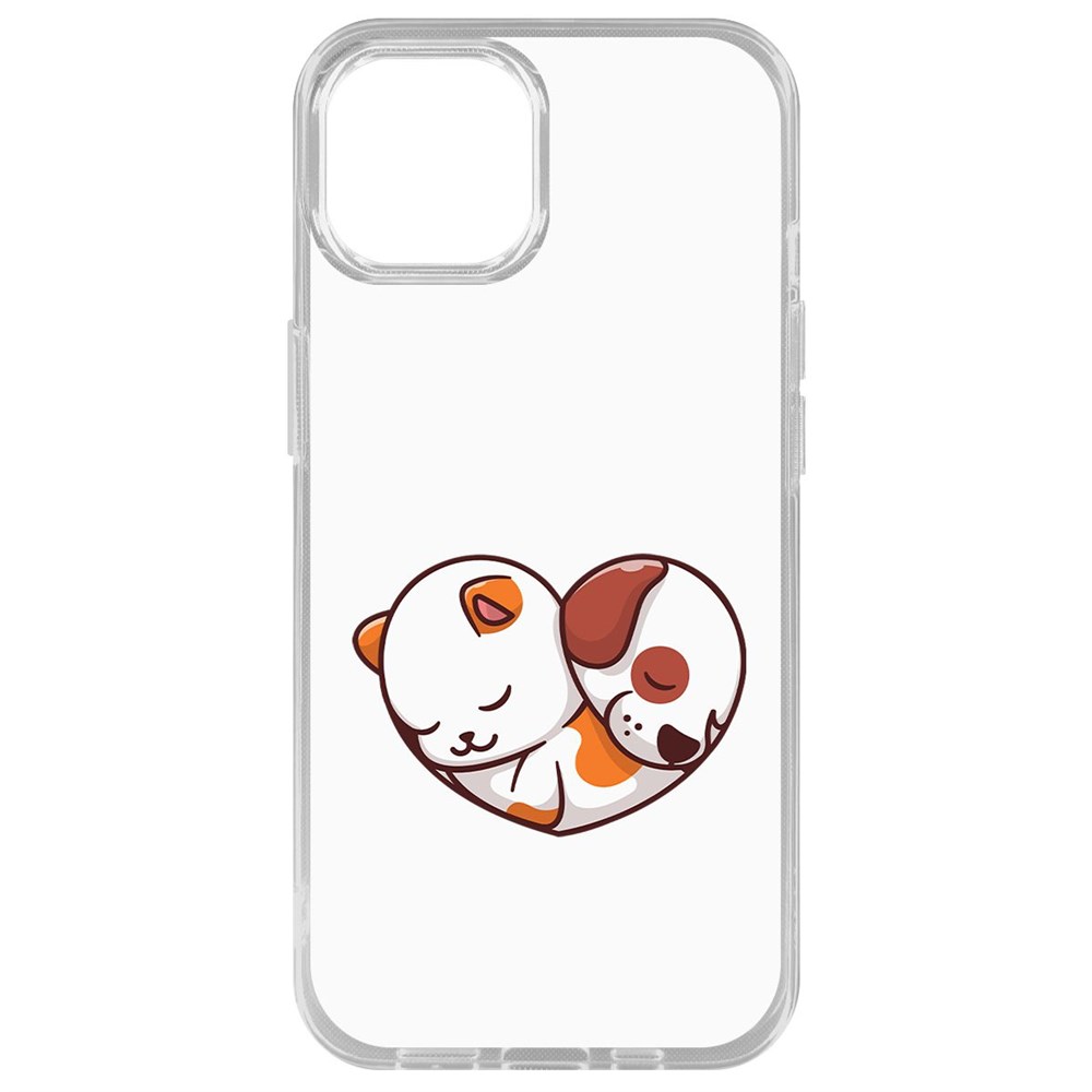 

Чехол-накладка Krutoff Clear Case Котёнок и Щенок для iPhone 14 Plus, Прозрачный