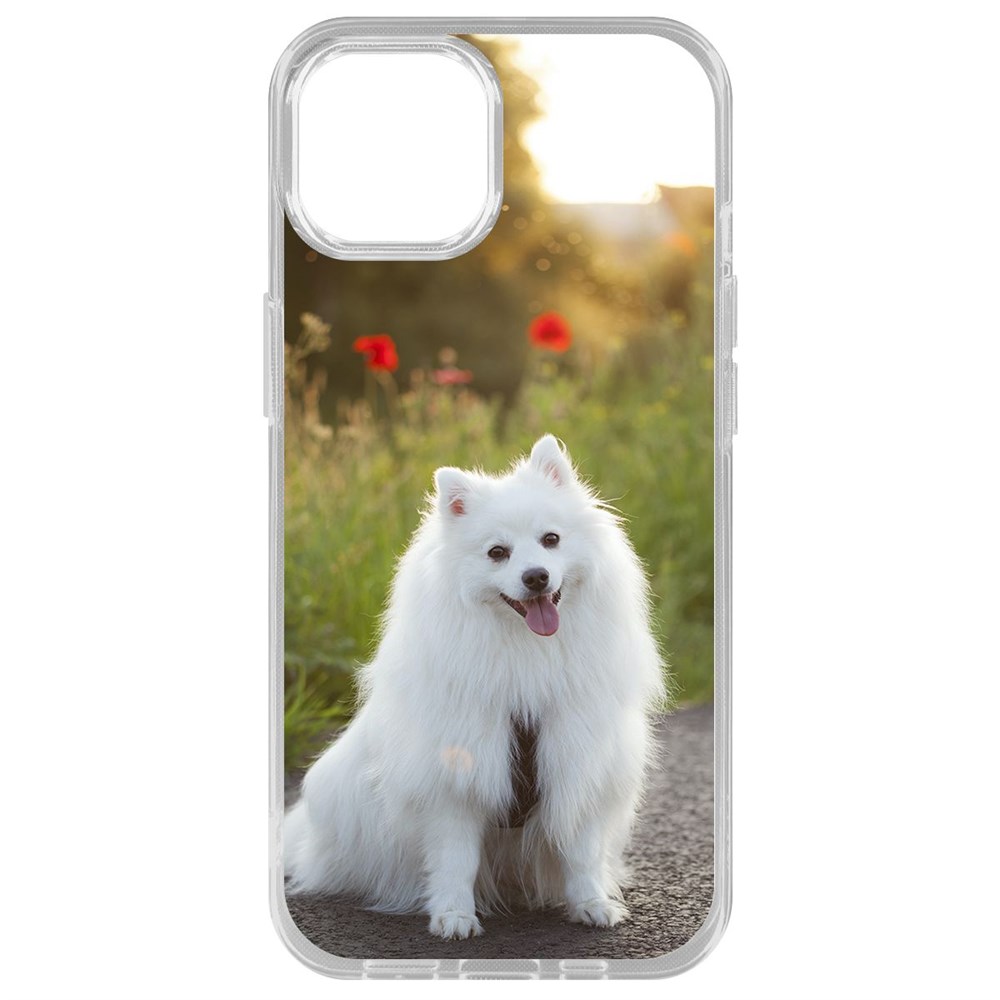 фото Чехол-накладка krutoff clear case белый шпиц для iphone 14 plus