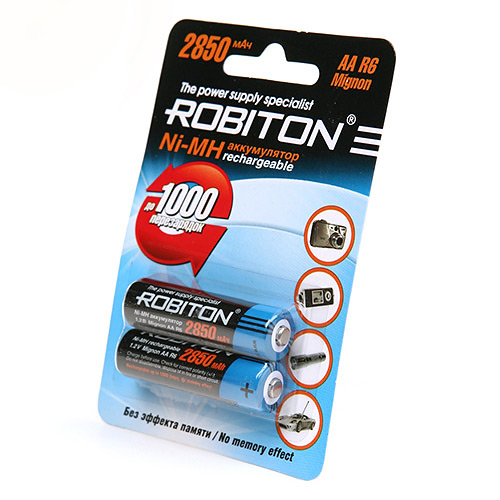 Аккумулятор AA - Robiton 2850 mAh Ni-MH (2 штуки) 10203 аккумулятор robiton aa solar 600mhaa 2 13905 bl2 2 штуки