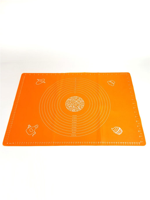 фото Силиконовый коврик для раскатки теста, 65*45см, оранжевый bodom