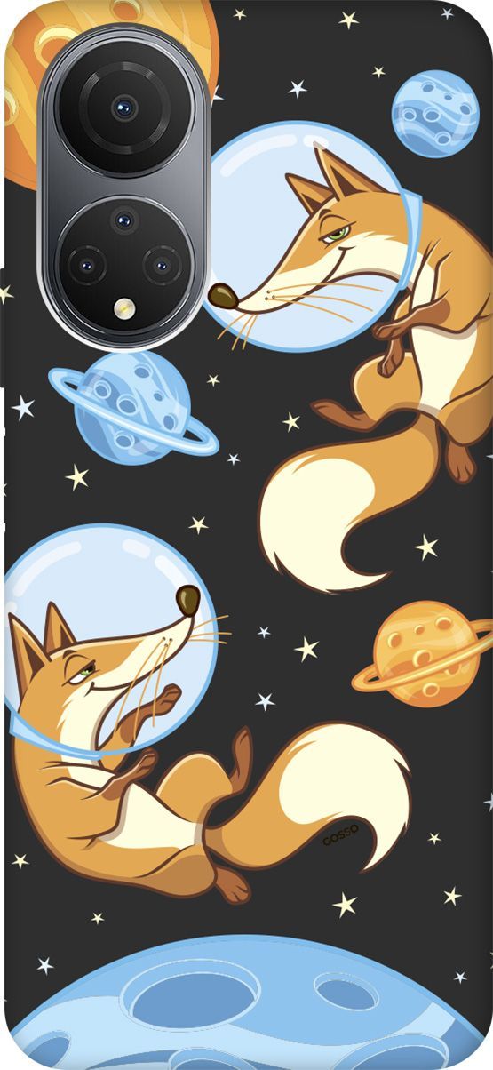 

Матовый Soft Touch Чехол на Honor X7 "CosmoFoxes" черный, Черный;оранжевый, 158558