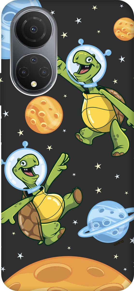 

Матовый Soft Touch Чехол на Honor X7 "CosmoTurtles" черный, Черный;бежевый, 158558