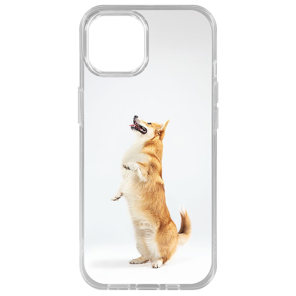 

Чехол-накладка Krutoff Clear Case Корги готов служить для iPhone 14 Plus, Прозрачный