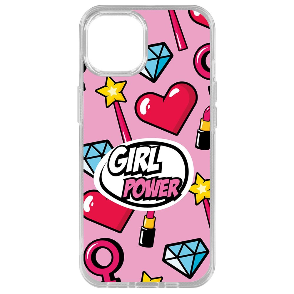 

Чехол-накладка Krutoff Clear Case Girl Power для iPhone 14 Plus, Прозрачный