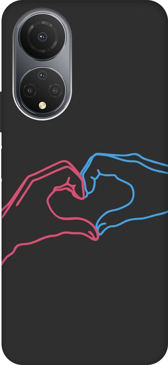 

Матовый Soft Touch Чехол на Honor X7 "Fall in Love" черный, Черный;голубой, 158558