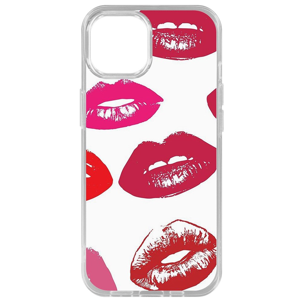 

Чехол-накладка Krutoff Clear Case Губы паттерн 2 для iPhone 14 Plus, Прозрачный
