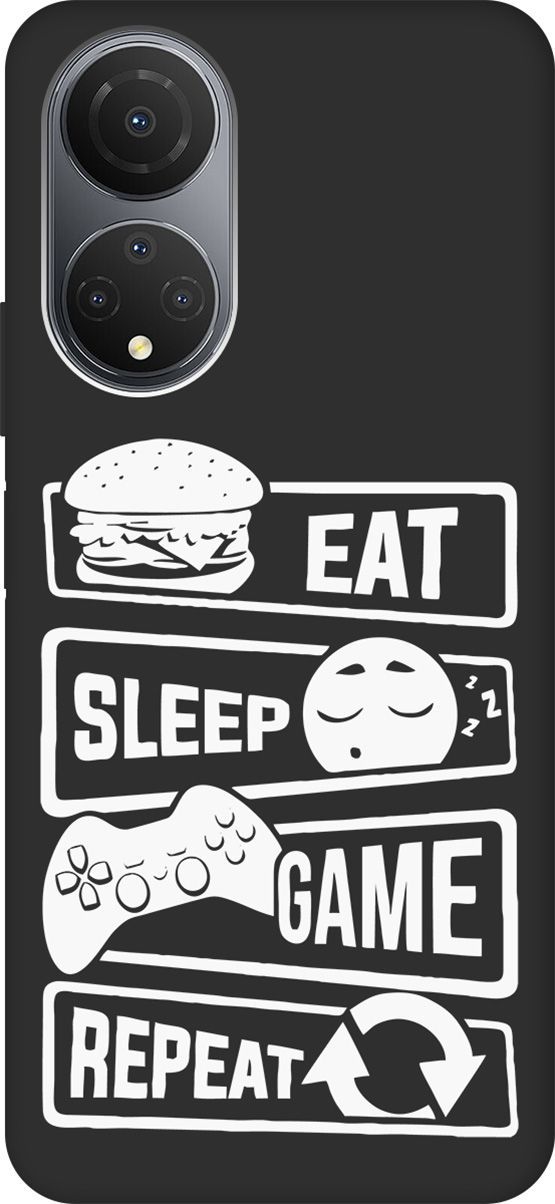 

Матовый Soft Touch Чехол на Honor X7 "Game Repeat W" черный, Черный;белый, 158560