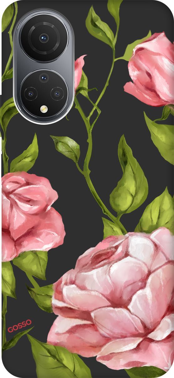 

Матовый Soft Touch Чехол на Honor X7 "Amazing Roses" черный, Черный;зеленый, 158560