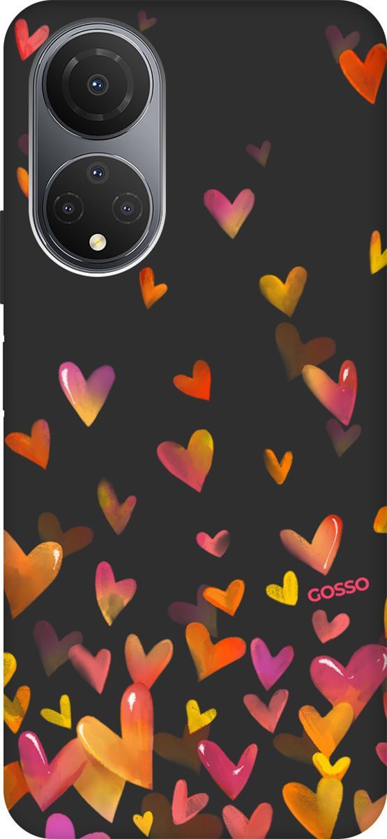 

Матовый Soft Touch Чехол на Honor X7 "Flying Hearts" черный, Черный;желтый, 158560