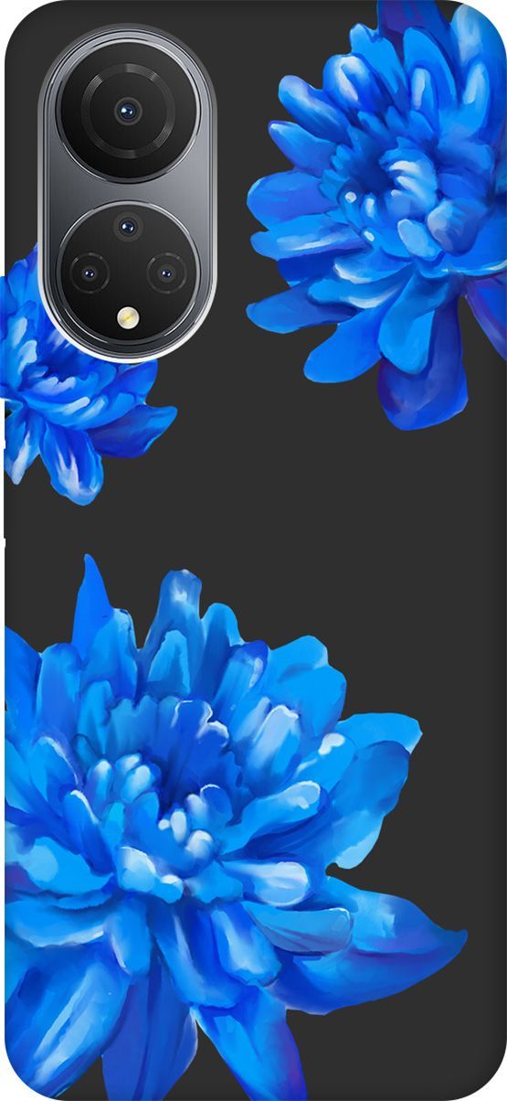 

Матовый Soft Touch Чехол на Honor X7 "Amazing Asters" черный, Черный;голубой, 158560